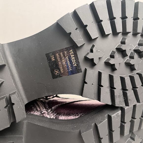 Pop Combat Boots Metallic Purple Lug Sole Heeled Lace Up Chain Punk Size 7 $90 - Picture 13 of 14